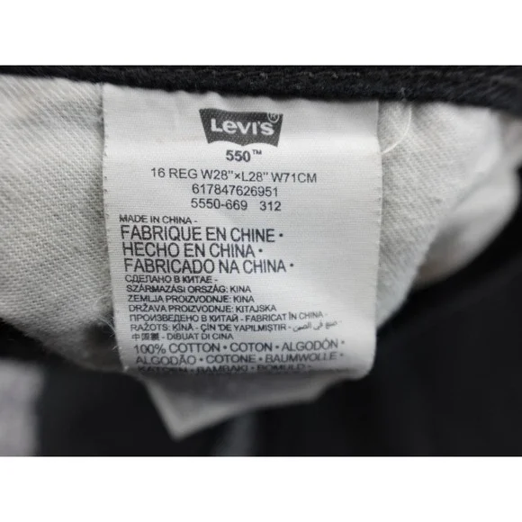 Levis 550 Relaxed Fit Tapered Leg Jeans Mens Black Denim 5-Pocket Pant 28x28 - Picture 10 of 14